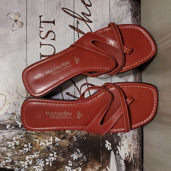 MontegoBay Club Leather Collection Red Sandals 9.5 Pre-owned (WS30) - Picture 5 of 11